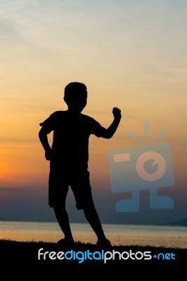 Silhouette Boy Stock Photo