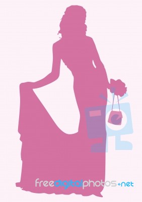 Silhouette Bride Standing Stock Image