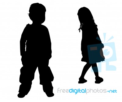 Silhouette Children Stock Image