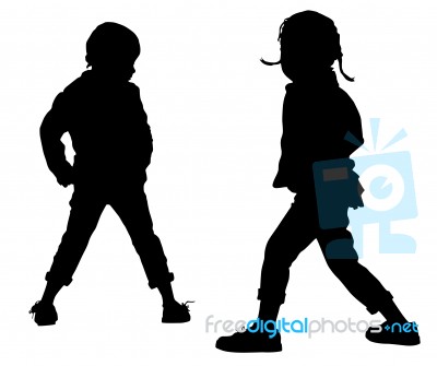 Silhouette Children Stock Image