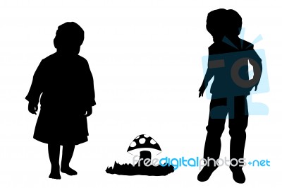 Silhouette Children Stock Image