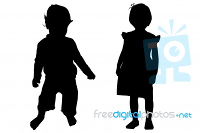 Silhouette Children  Stock Image