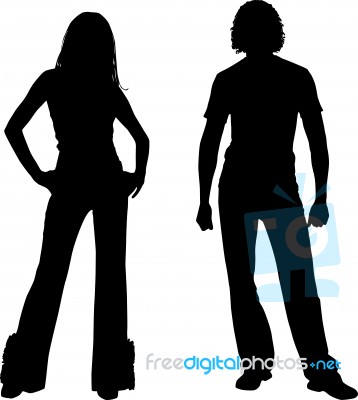 Silhouette Couple On White Stock Image