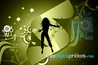 Silhouette Dance Music Stock Image