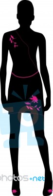 Silhouette Fashion Girl Standing Stock Image