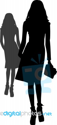 Silhouette Fashion Girls Stock Image