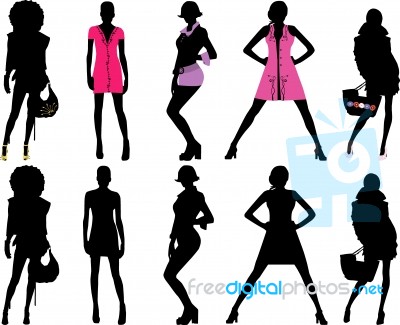 Silhouette Fashion Girls Stock Image