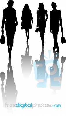 Silhouette Fashion Girls Stock Image