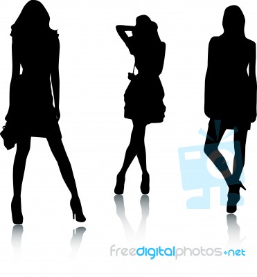 Silhouette Fashion Girls Stock Image