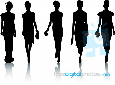 Silhouette Fashion Girls Stock Image