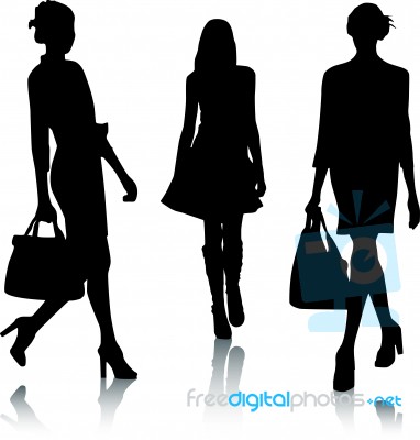 Silhouette Fashion Girls Stock Image