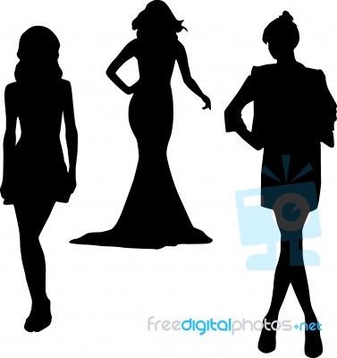 Silhouette Fashion Girls Stock Image