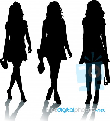 Silhouette Fashion Girls Stock Image