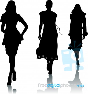 Silhouette Fashion Girls Stock Image