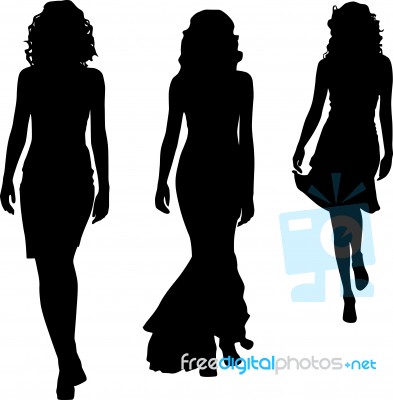 Silhouette Fashion Girls Stock Image