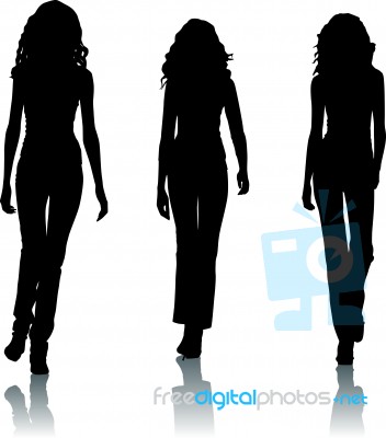 Silhouette Fashion Girls Stock Image