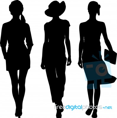 Silhouette Fashion Girls Stock Image