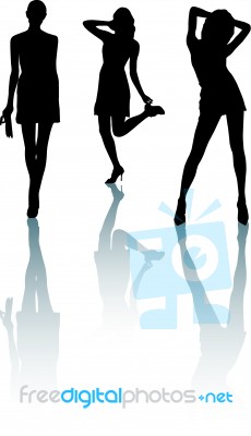 Silhouette Fashion Girls Stock Image