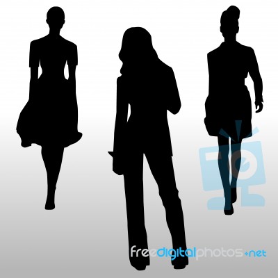 Silhouette Fashion Girls Stock Image