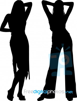 Silhouette Fashion Ladies Stock Image