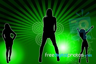 Silhouette Female Dancers Stock Image