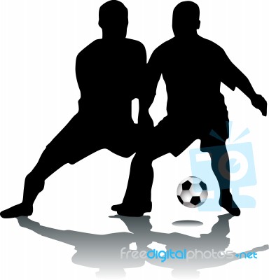 Silhouette Footballers Stock Image