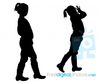 Silhouette Friends Stock Image