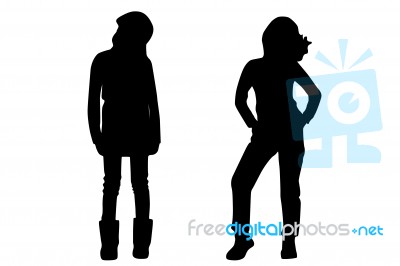 Silhouette Friends Stock Image