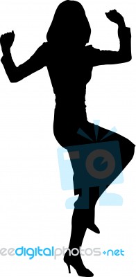 Silhouette Girl Dancing Stock Image