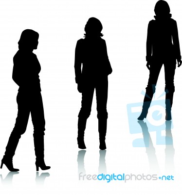 Silhouette Girls Stock Image