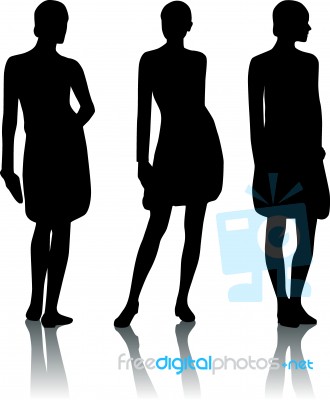 Silhouette Girls standing Stock Image