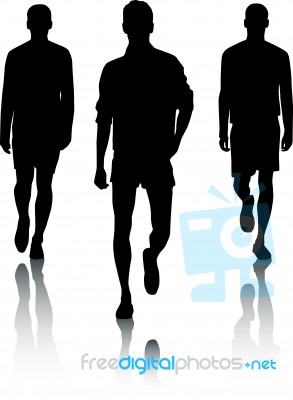 Silhouette Guys Walking Stock Image