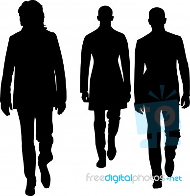 Silhouette Guys Walking Stock Image