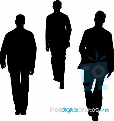 Silhouette Guys Walking Stock Image