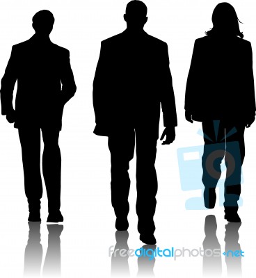 Silhouette guys walking Stock Image