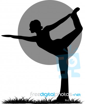 Silhouette Lady Doing Yoga Stock Image