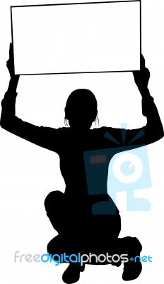 Silhouette lady showing empty board Stock Image