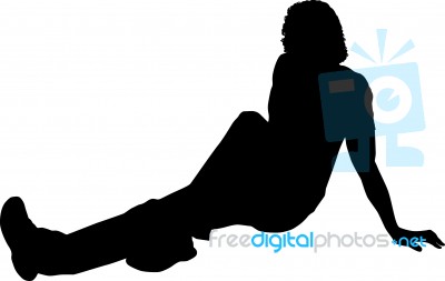 Silhouette Man sitting on floor Stock Image