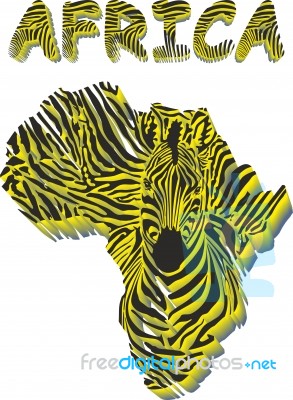 Silhouette Map Of Africa With The Head Of Zebra Stock Image