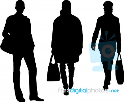 Silhouette men carrying bags Stock Image