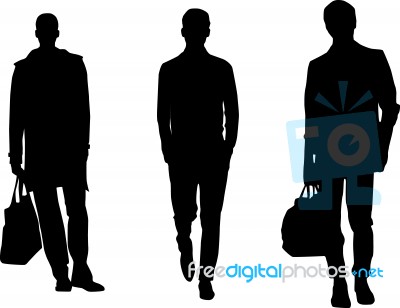 Silhouette men carrying bags Stock Image