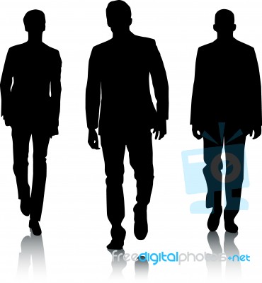 Silhouette Men walking Stock Image