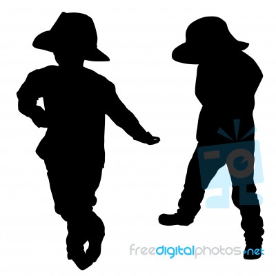 Silhouette Of A Little Boy Stock Photo