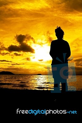 Silhouette Of A Woman Stock Photo