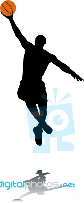 Silhouette Of Basketballer Stock Image