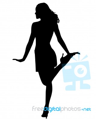 Silhouette Of Dancing Girl Stock Image