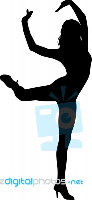 Silhouette Of Dancing Woman Stock Image