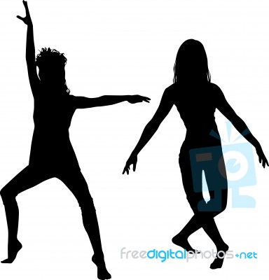 Silhouette Of Dancing Women Stock Image