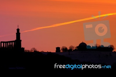 Silhouette Of Edinburgh Skyline Stock Photo