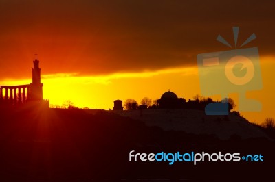 Silhouette Of Edinburgh Skyline Stock Photo